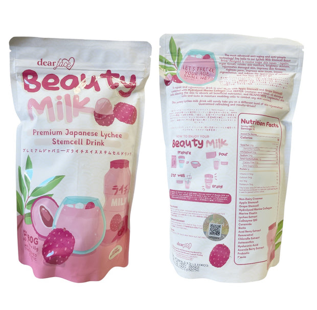 Dear Face Beauty Milk Premium Japanese Lychee Swiss Stemcell Drink 10 Sachets