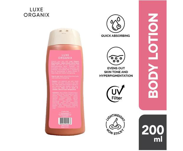 Luxe Organix Niacinamide + Alpha Arbutin Velvet Body Lotion SPF 10 - 200ml