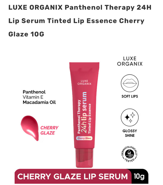 LUXE ORGANIX Panthenol Therapy 24H Lip Serum Tinted Lip Essence Cherry Glaze 10G