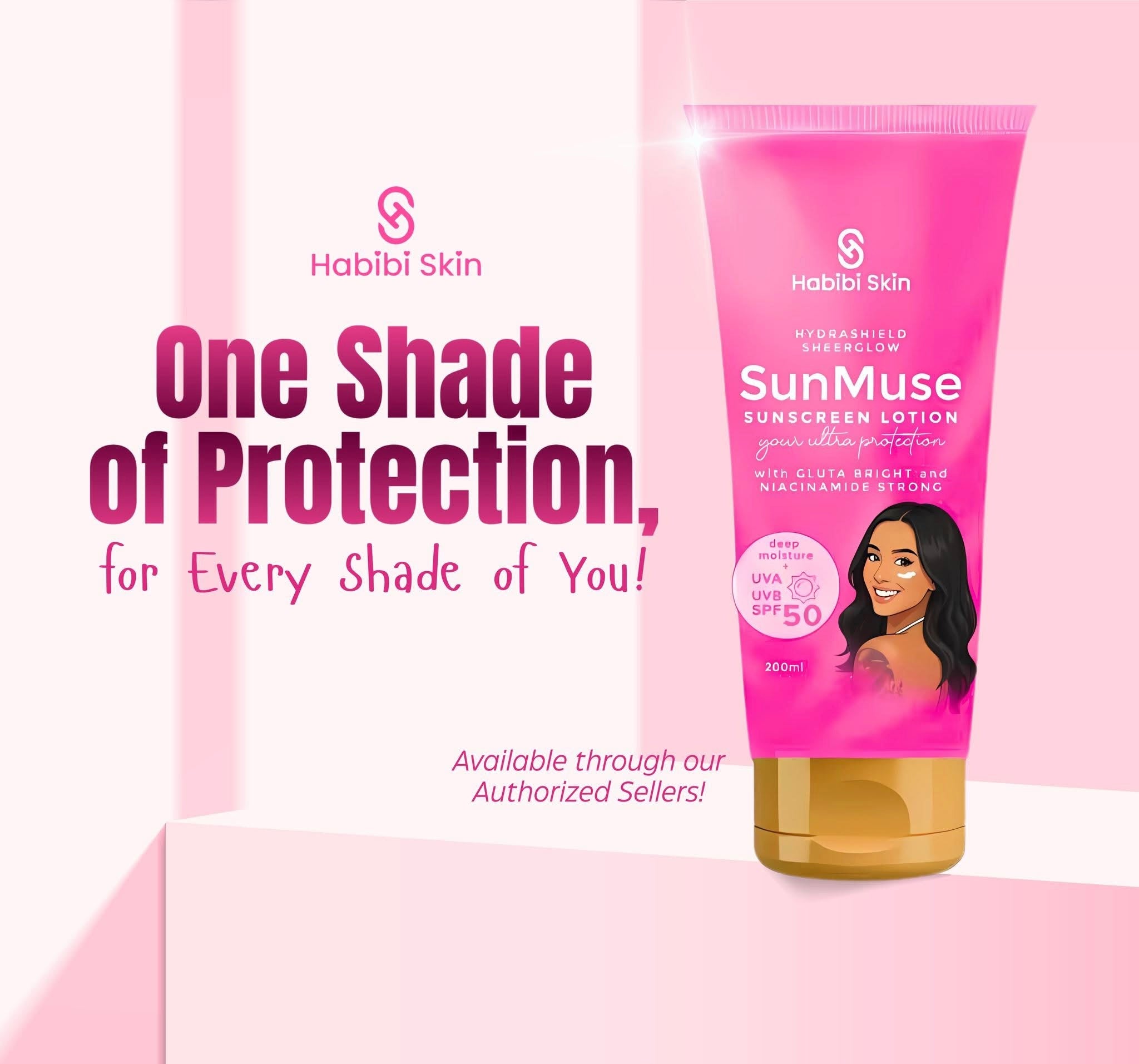 Habibi Skin SunMuse Hydrashield™ Sheerglow Sunscreen Lotion - SPF 50, 200ml