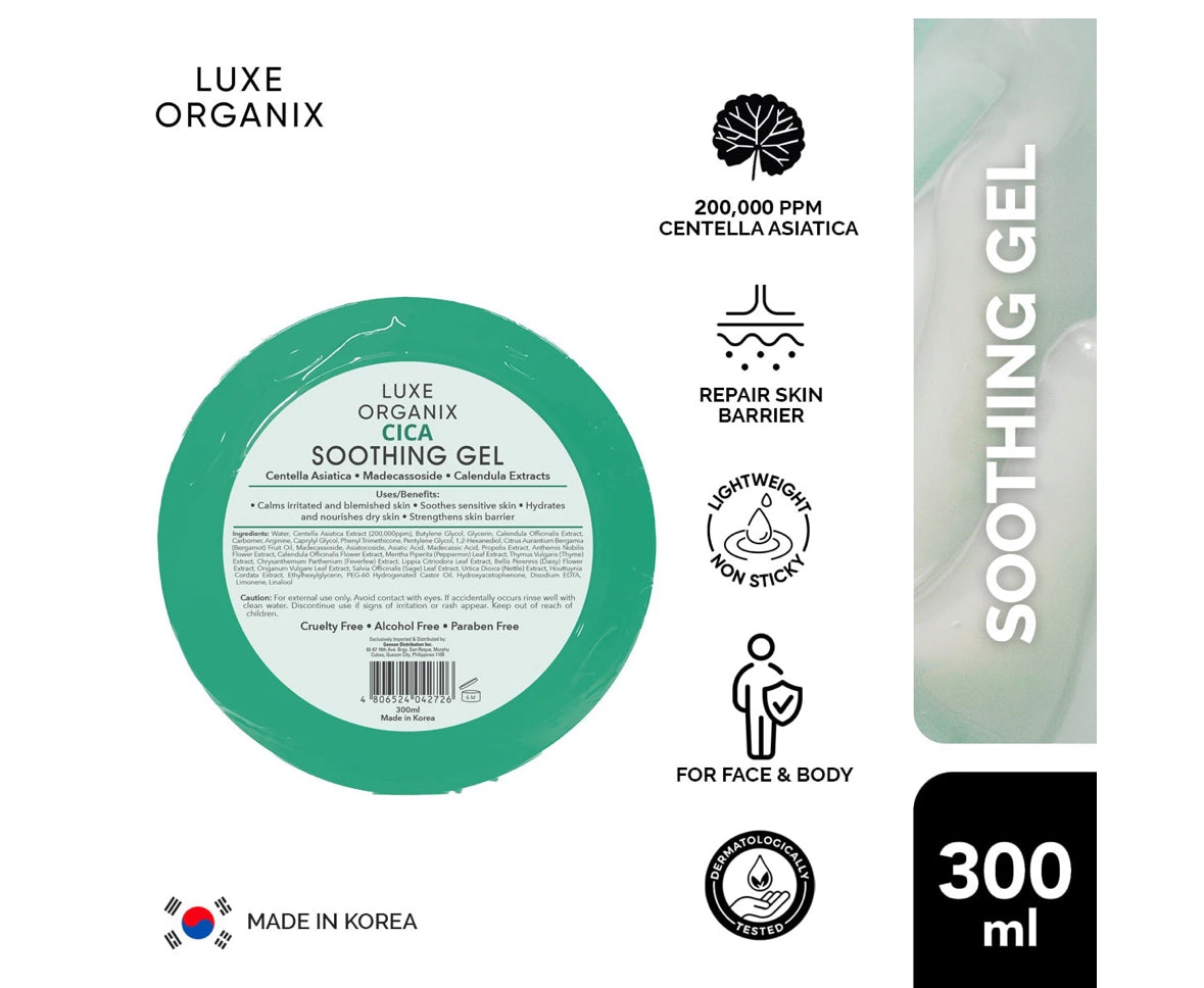 LUXE ORGANIX Cica Soothing Gel 300ml - The Ultimate Solution for Sensitive Skin