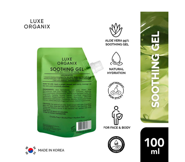 Luxe Organix Aloe Vera Soothing Gel 99% 100ml Sachet