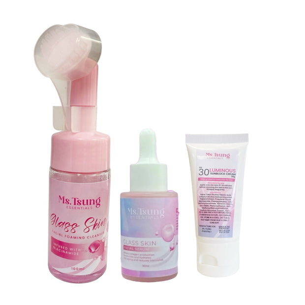 Ms. Tsung Essentials Day Time Beauty Bundle: Foam Cleanser, Toner, Serum and Sunblock