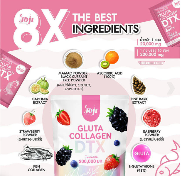 Joji Gluta Collagen DTX Plus Mixed Berry Drink Mix 10 Sachets