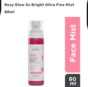 Luxe Organix Rosy Glow 3x Bright Ultra Fine Mist - Hydrating Facial Mist with Niacinamide, Collagen & Vitamin C - 80ml -