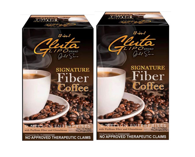 2 Boxes GlutaLipo Gold Series Signature Fiber Coffee - 20 Sachets