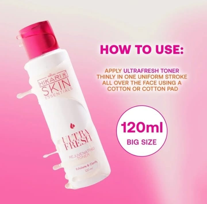 HIKARI SKIN Ultra Fresh Rejuvenating Toner clarifying face toner for smoother-looking skin.