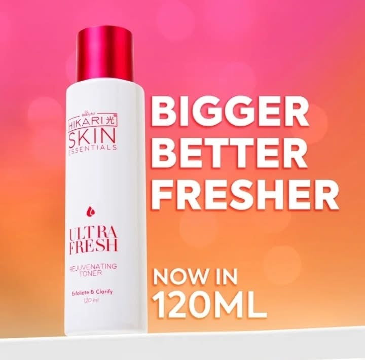 HIKARI SKIN Ultra Fresh Rejuvenating Toner promotes a fresh, glowing complexion.