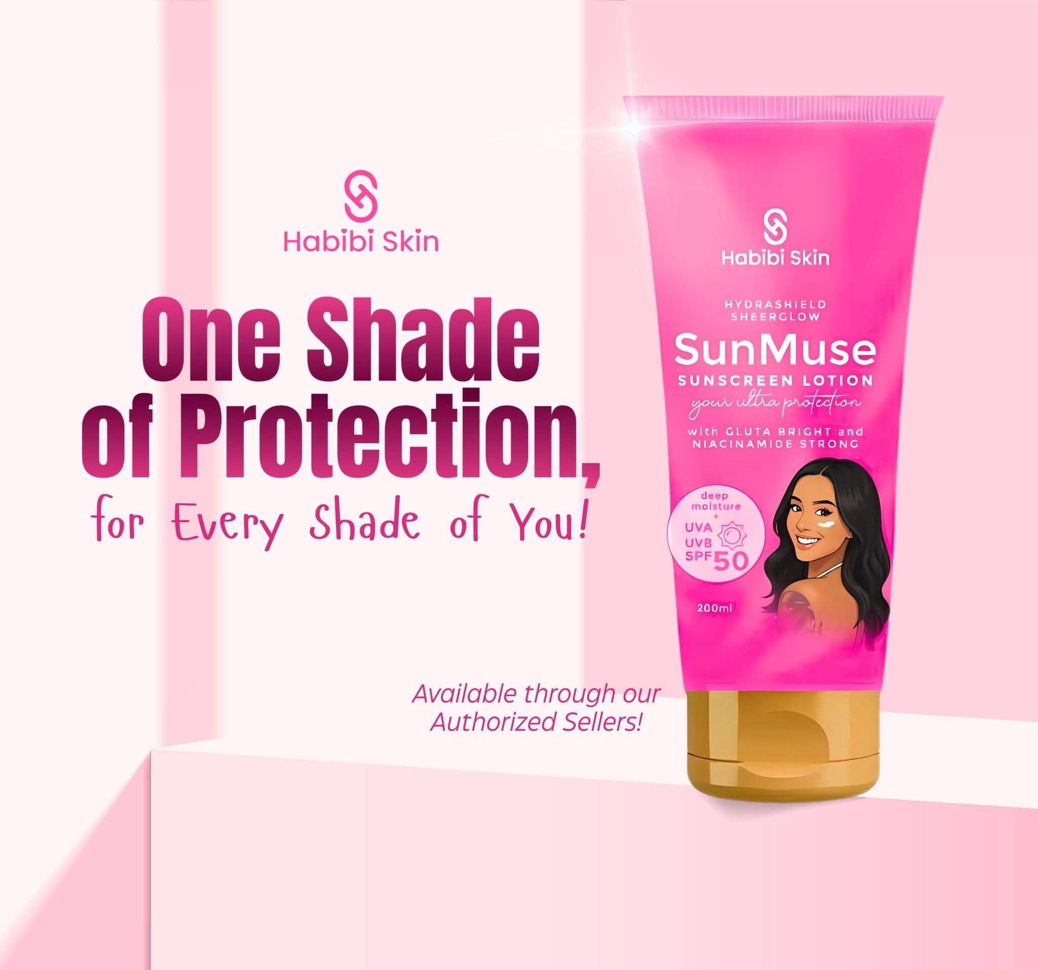 Habibi Skin SunMuse Hydrashield Sunscreen SPF 50 200ml with moisturizing effect for healthy skin