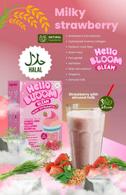 Hello BLOOM GLEAM Milky Strawberry Collagen Drink (10 Sachets)