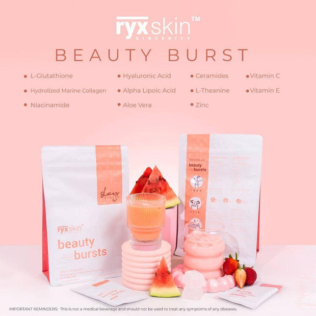 Ryxskin Beauty Burst Milky Powder Mix, 10 Sachets - Watermelon & Strawberries Cream