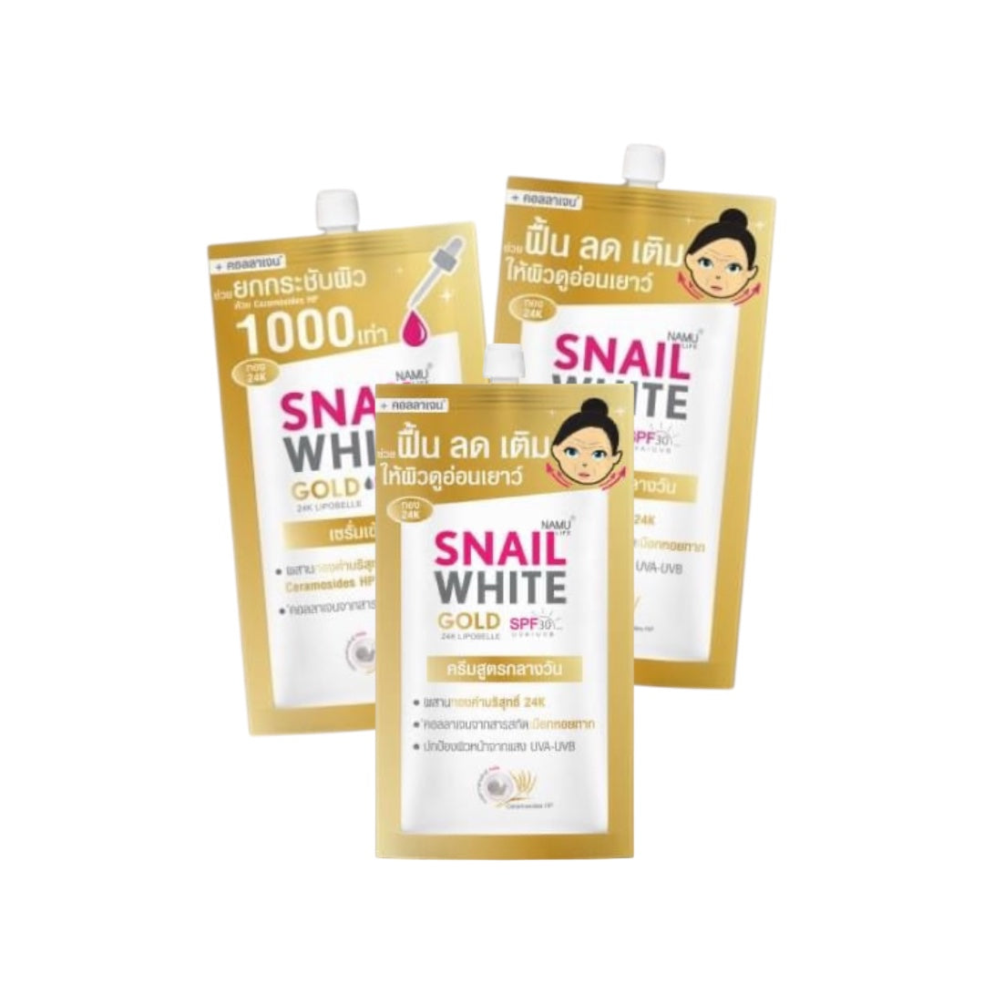 3 Sachets Snail White Gold Cream SPF 30