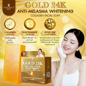 Precious Skin Thailand Gold 24K Whitening Anti-Melasma Collagen Facial Soap, 2 Bars x 50g
