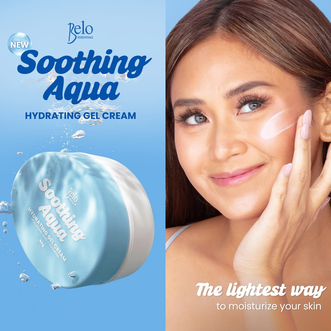 Belo Essentials Soothing Aqua Hydrating Gel Cream - 50g | Infused with Hyaluronic Acid & Ceramides for Ultimate Hydration & Skin Barrier Support