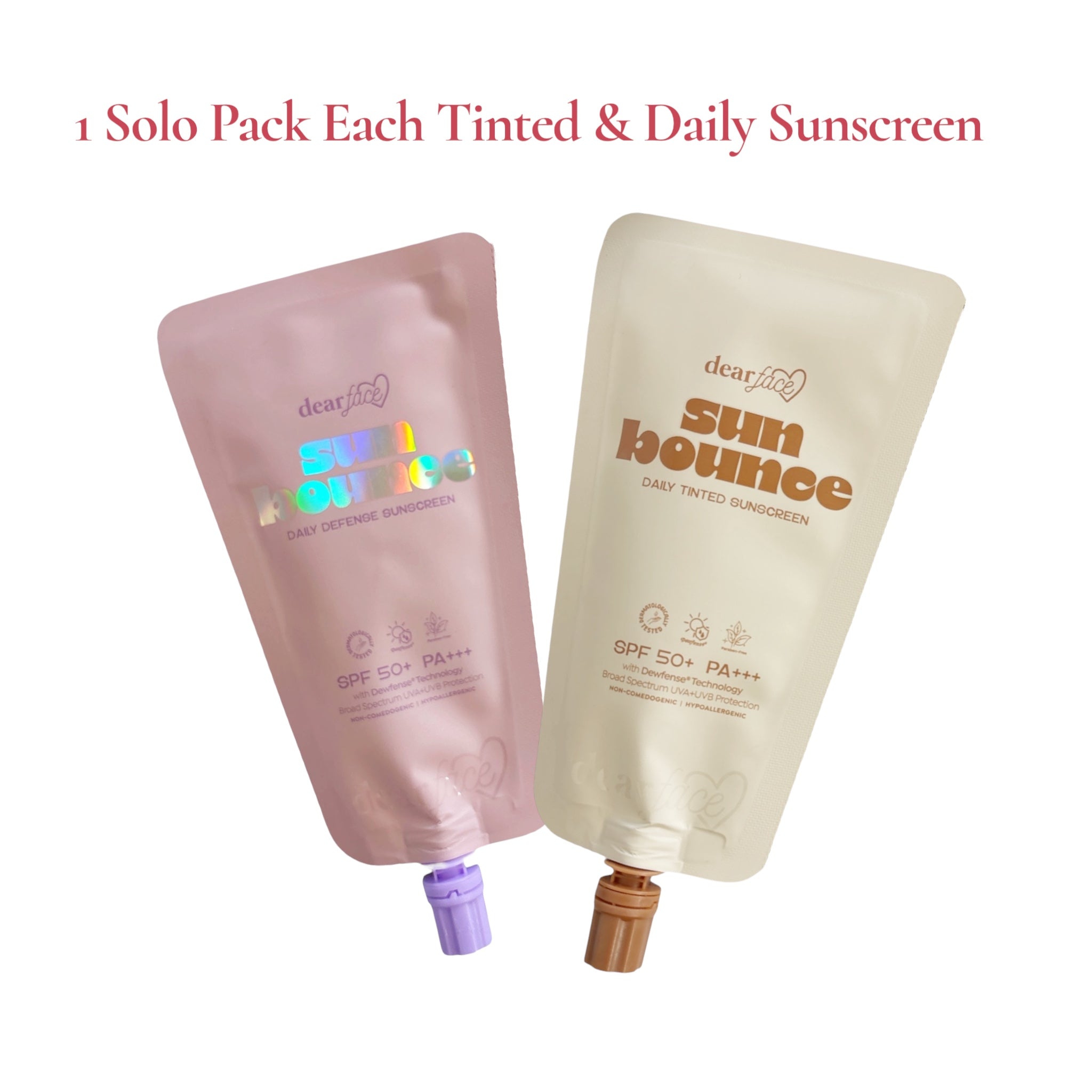Dear Face Sun Bounce Daily Sunscreen Twin Pack with Dewfense® Technology - Broad Spectrum UVA+UVB Protection (30ml x 2) - Non-Comedogenic & Hypoallergenic