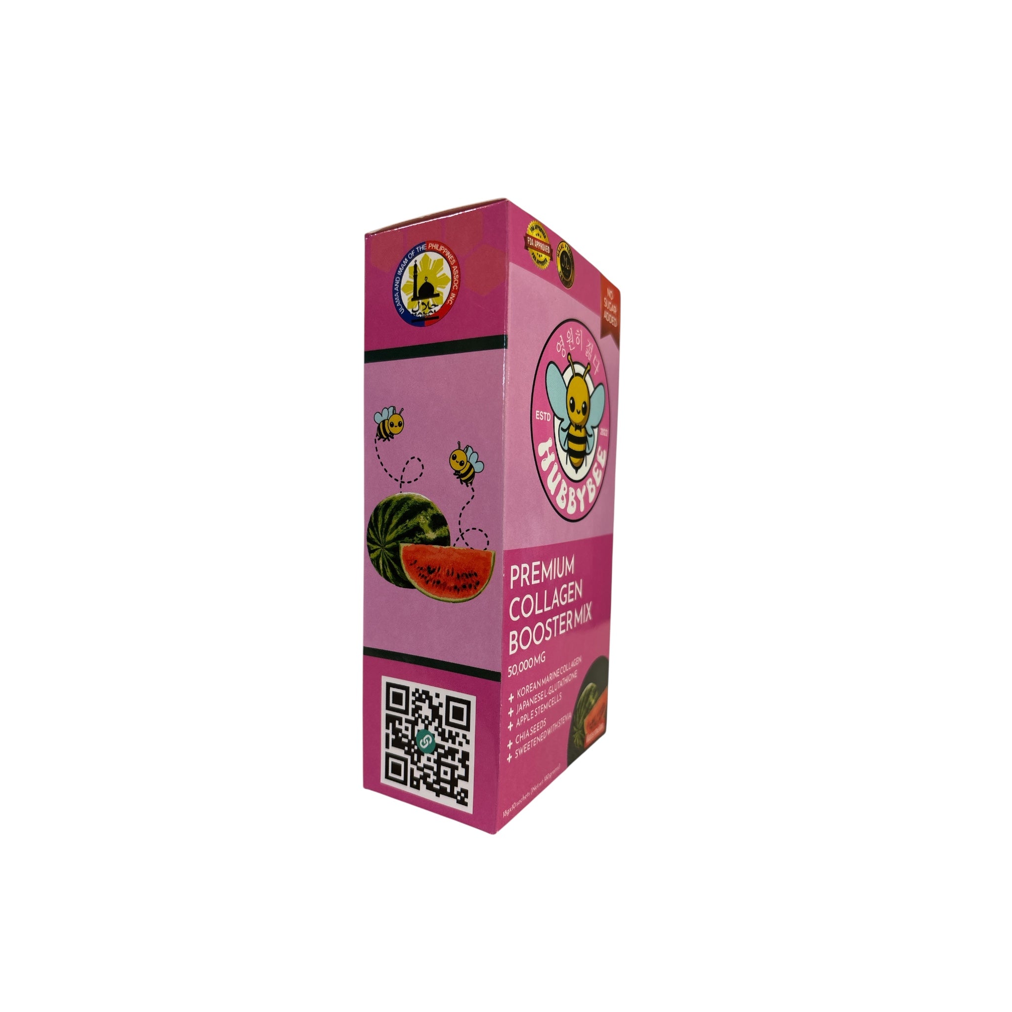 Hubby Bee PREMIUM COLLAGEN BOOSTER MIX - 50,000 MG Watermelon Flavor, 18gx10 Sachets | Marine Collagen, Japanese L-Glutathione, Apple Stem Cells, Chia Seeds