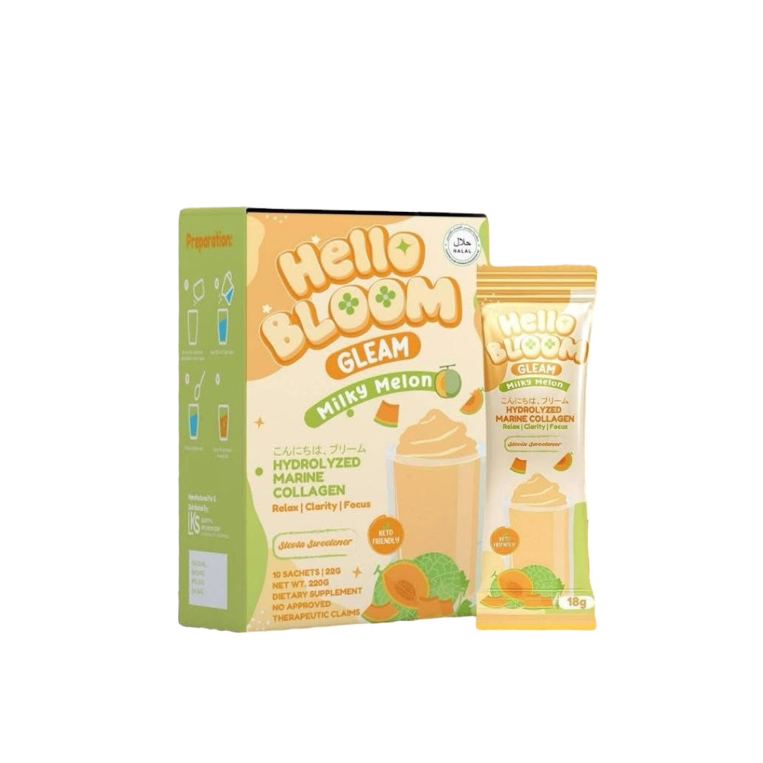 Hello BLOOM GLEAM Milky Melon Collagen Drink (10 Sachets)