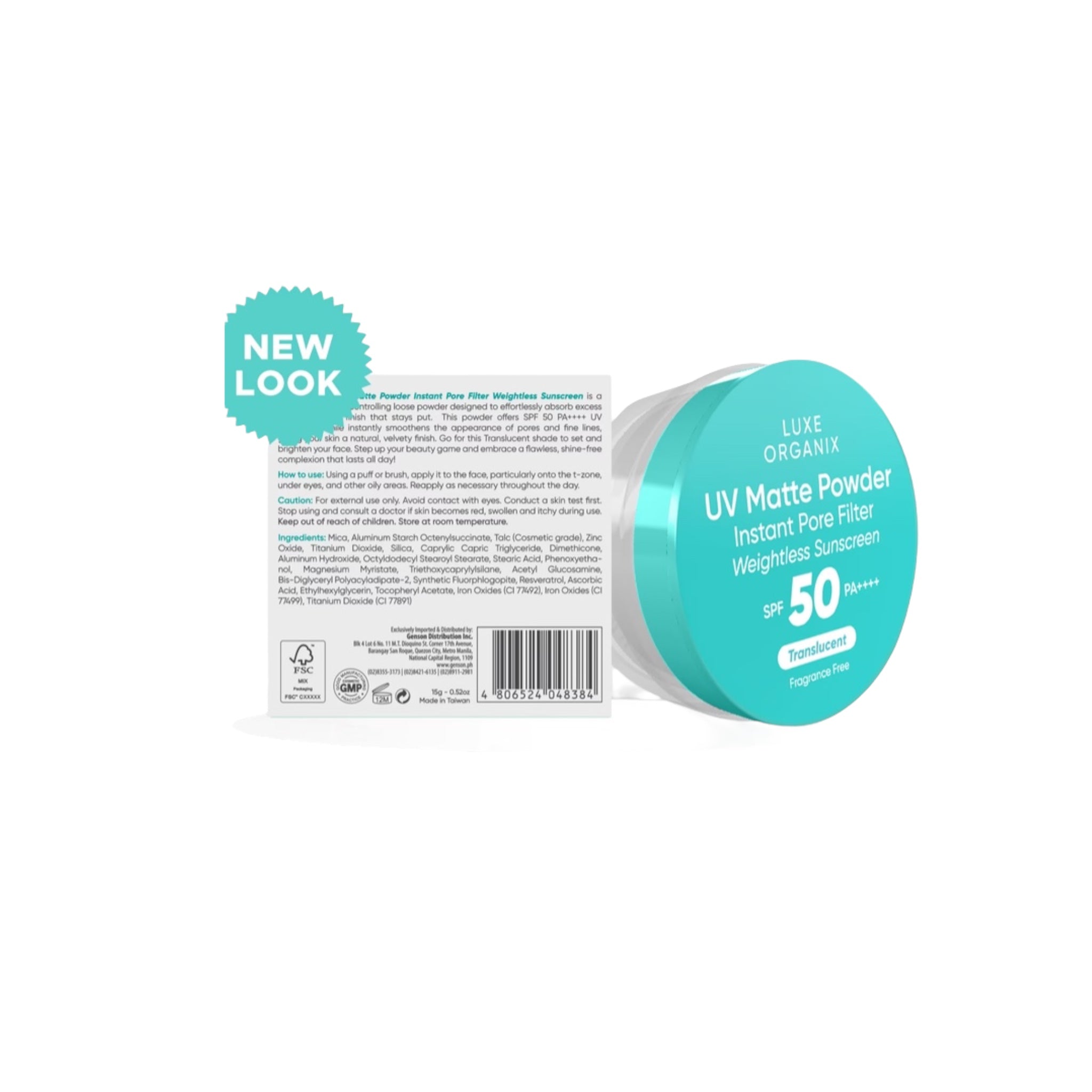 Luxe Organix TRANSLUCENT 24H Zero Sebum Instant Pore Blurring Weightless Matte Powder Spf 50 Pa++++  15G