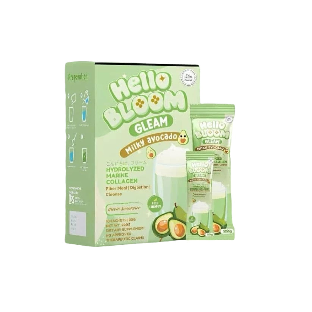 Hello BLOOM GLEAM Milky Avocado Collagen Drink (10 Sachets)