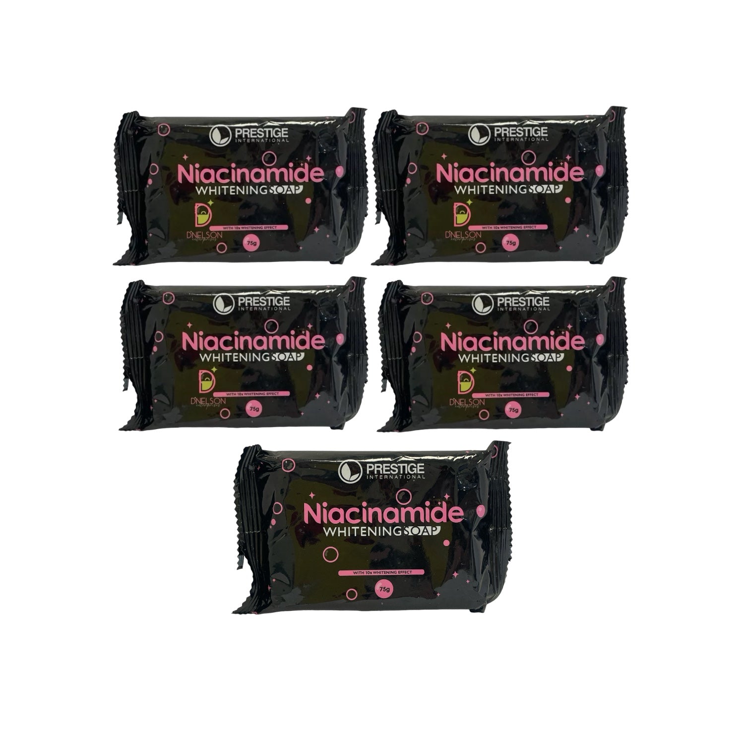 5 Bars Prestige International Niacinamide Whitening Soap, 75g Each