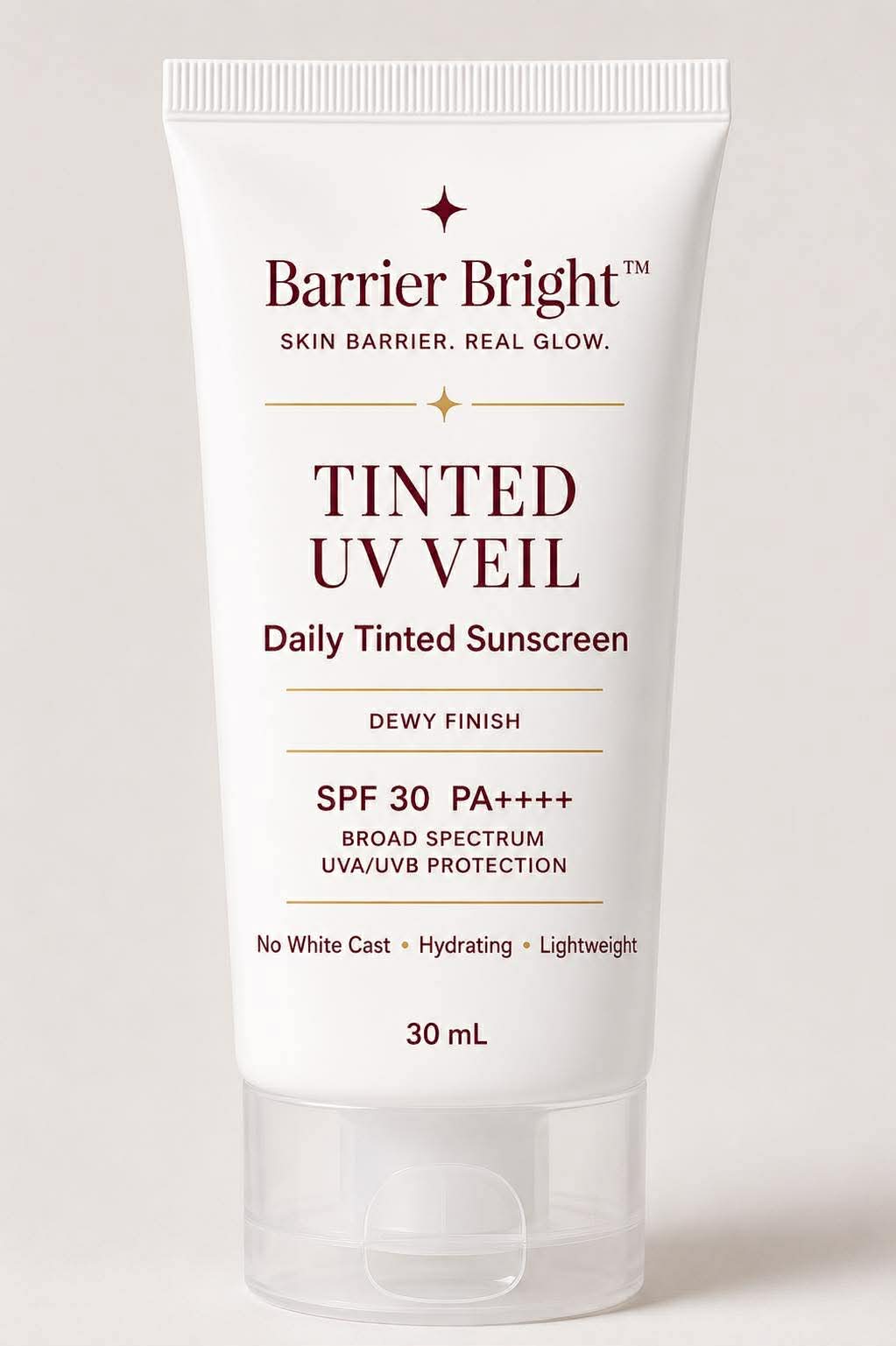 Barrier Bright Tinted UV Veil SPF 30 – Daily Tinted Sunscreen, Dewy Finish, 30 mL