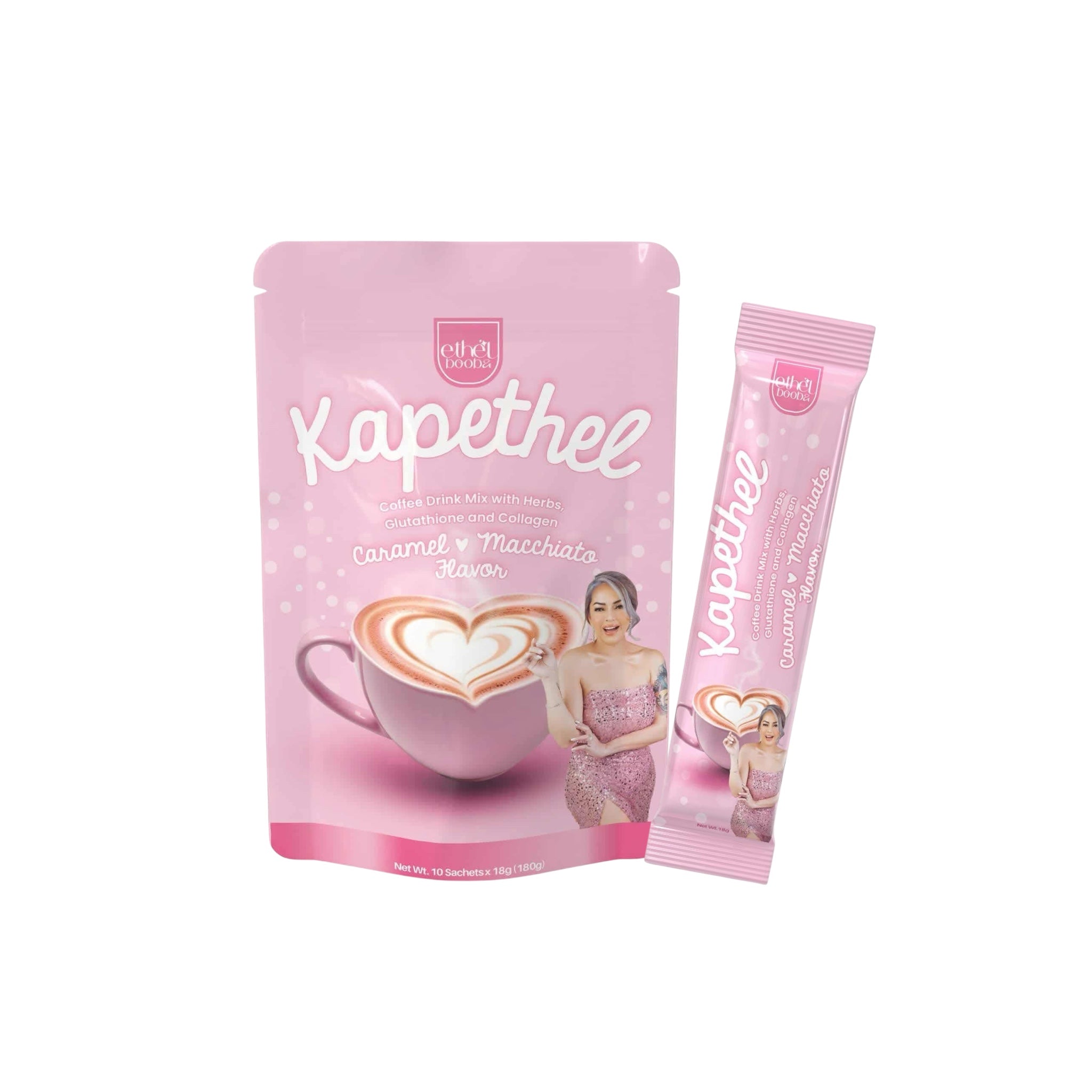 Ethel Booba Kapethel Coffee Drink Mix with Herbs & Collagen - Caramel Macchiato Flavor 