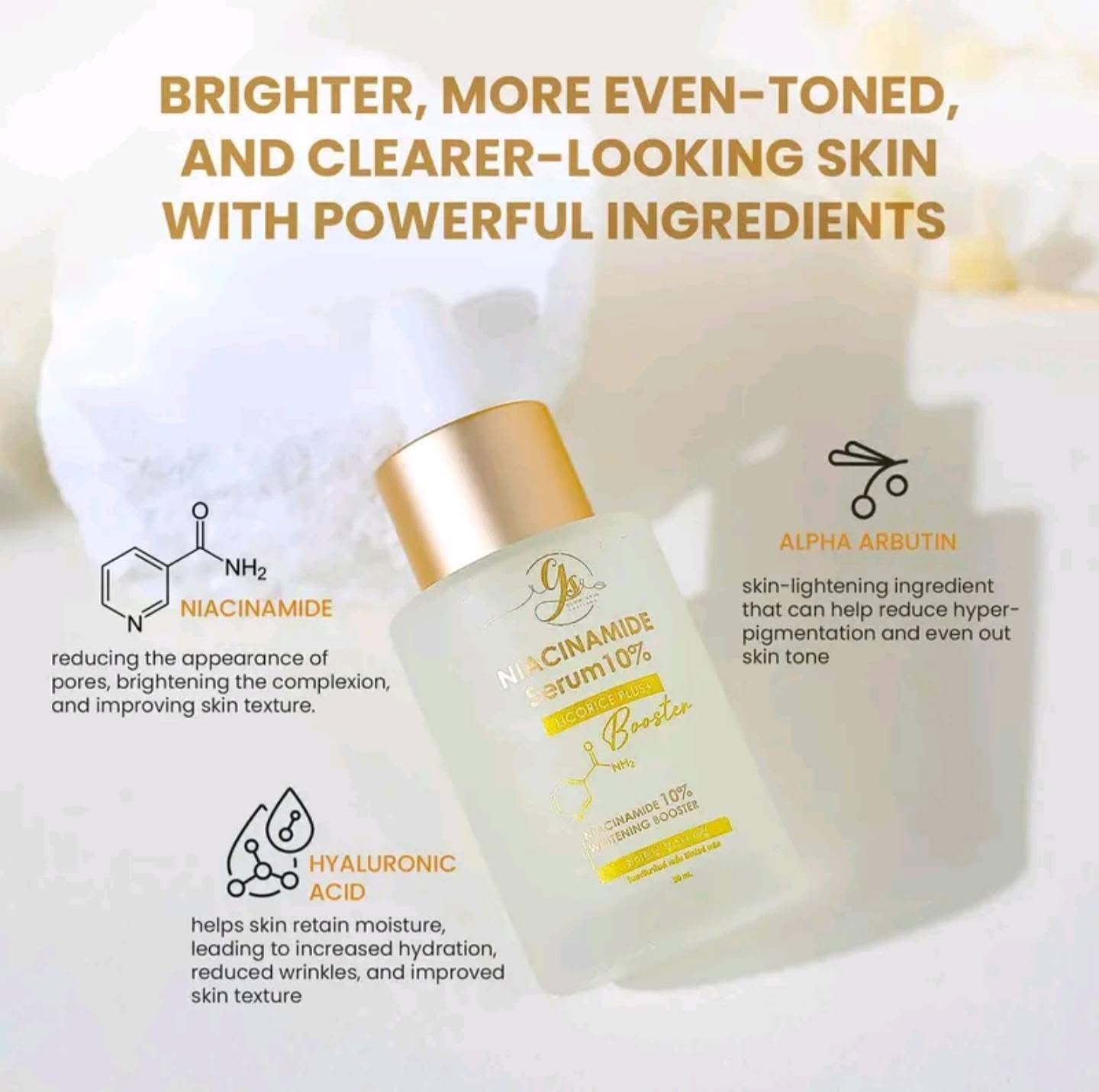 Glow Skin Thailand Niacinamide Serum 10% with Licorice Extract - 30 ml | Potent Vitamin & Mineral Formula for Enhanced Skin Texture and Hydration