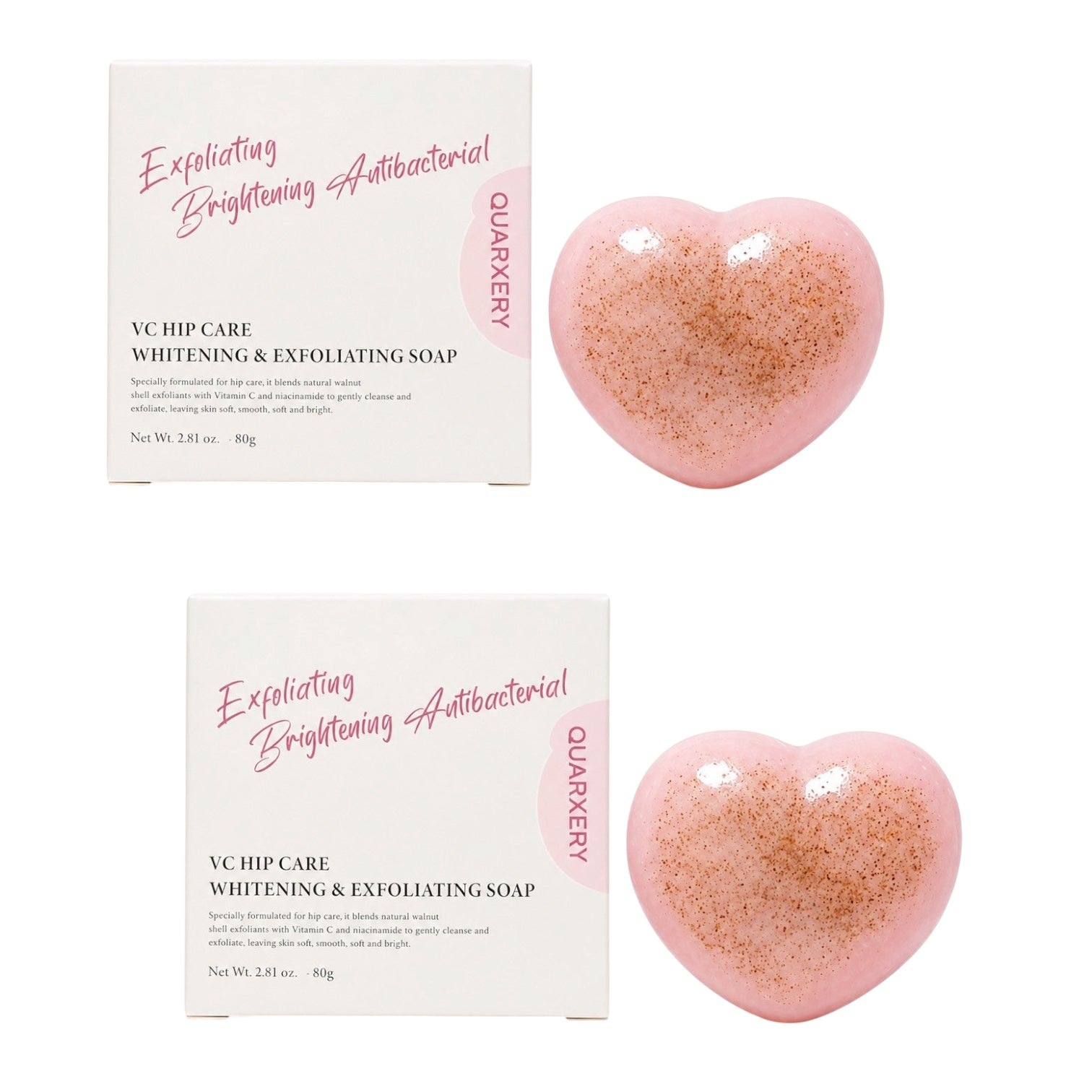 2 Bars QUARXERY VC Hip Care Walnut Exfoliating Soap, 80g
