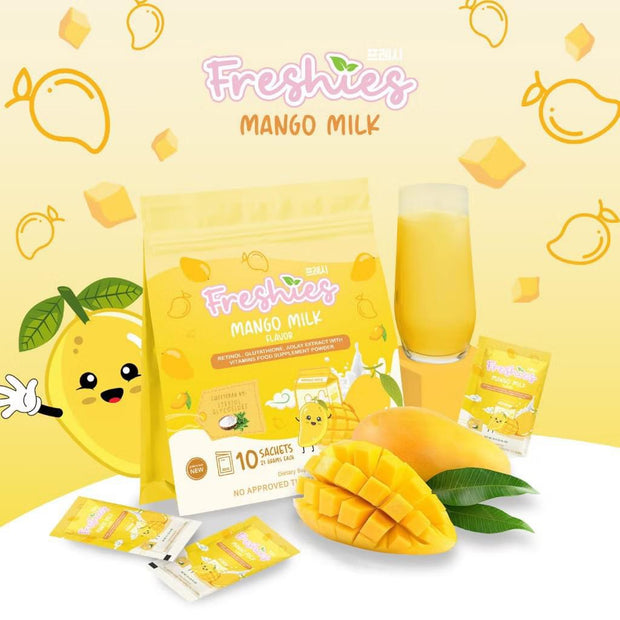 Freshies MANGO Milk Drink by Juju Glow, 10 Sachets