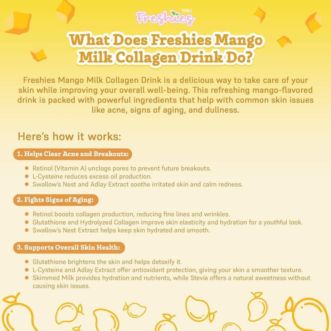 Freshies MANGO Milk Drink by Juju Glow, 10 Sachets