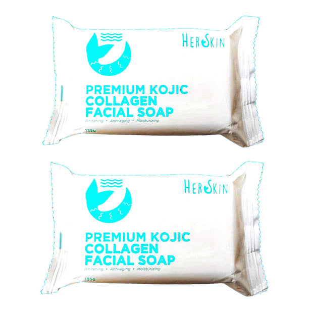 2 Bars HerSkin Premium Kojic Collagen Soap 135g Each