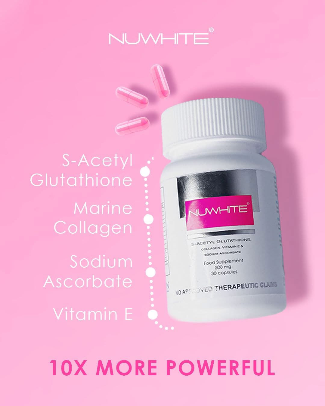 NUWHITE® S-Acetylene
Glutathione: Achieve Glowing Skin from Within (30 Capsules)