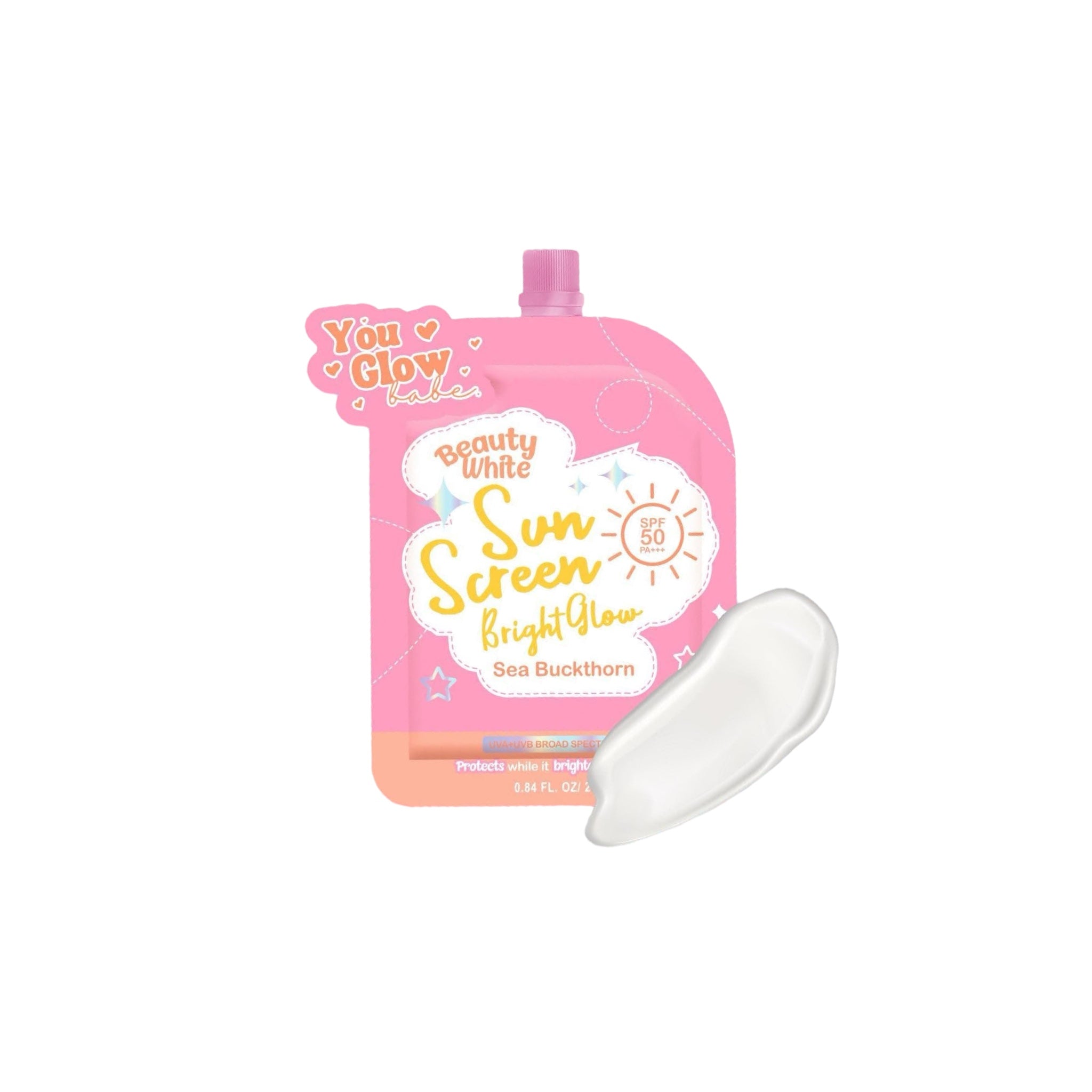 You Glow Babe Beauty White Sunscreen Bright Glow with Sea Buckthorn SPF 50 PA+++  (Solo or Twin Pack)
