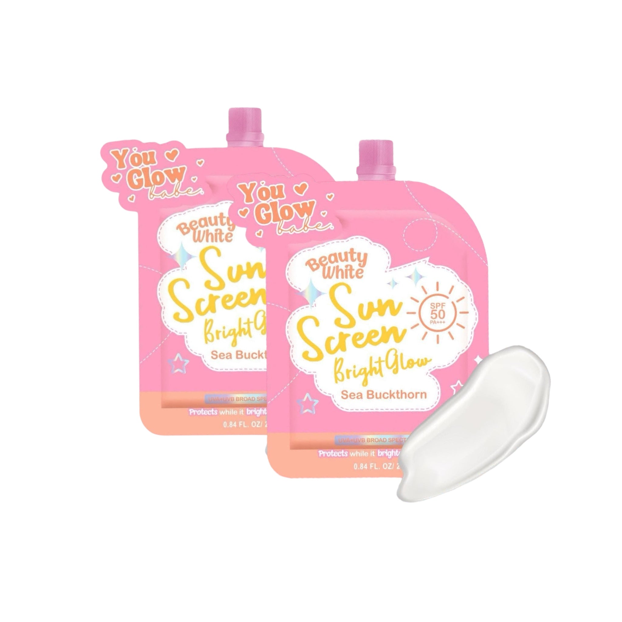 You Glow Babe Beauty White Sunscreen Bright Glow with Sea Buckthorn SPF 50 PA+++  (Solo or Twin Pack)
