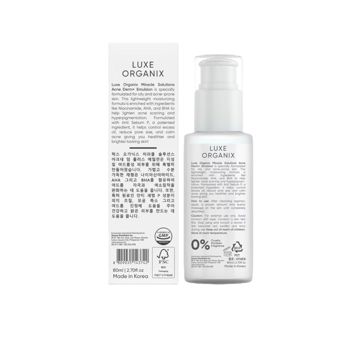 Luxe Organix AHA-BHA Miracle Solutions Emulsion 80ml