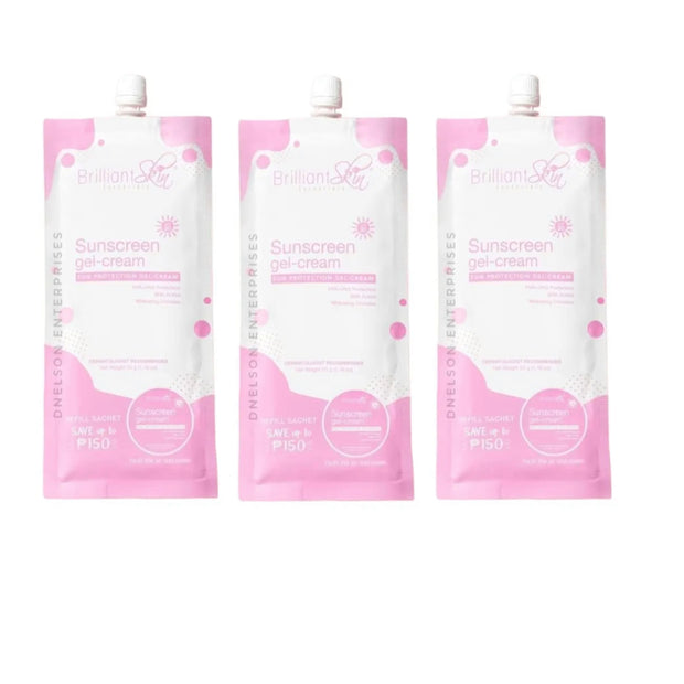 3 Sachets Brilliant Skin Essentials Pinkish Glow Sunscreen-Gel Cream SPF 30 (50G) EXPIRES JUNE 2024