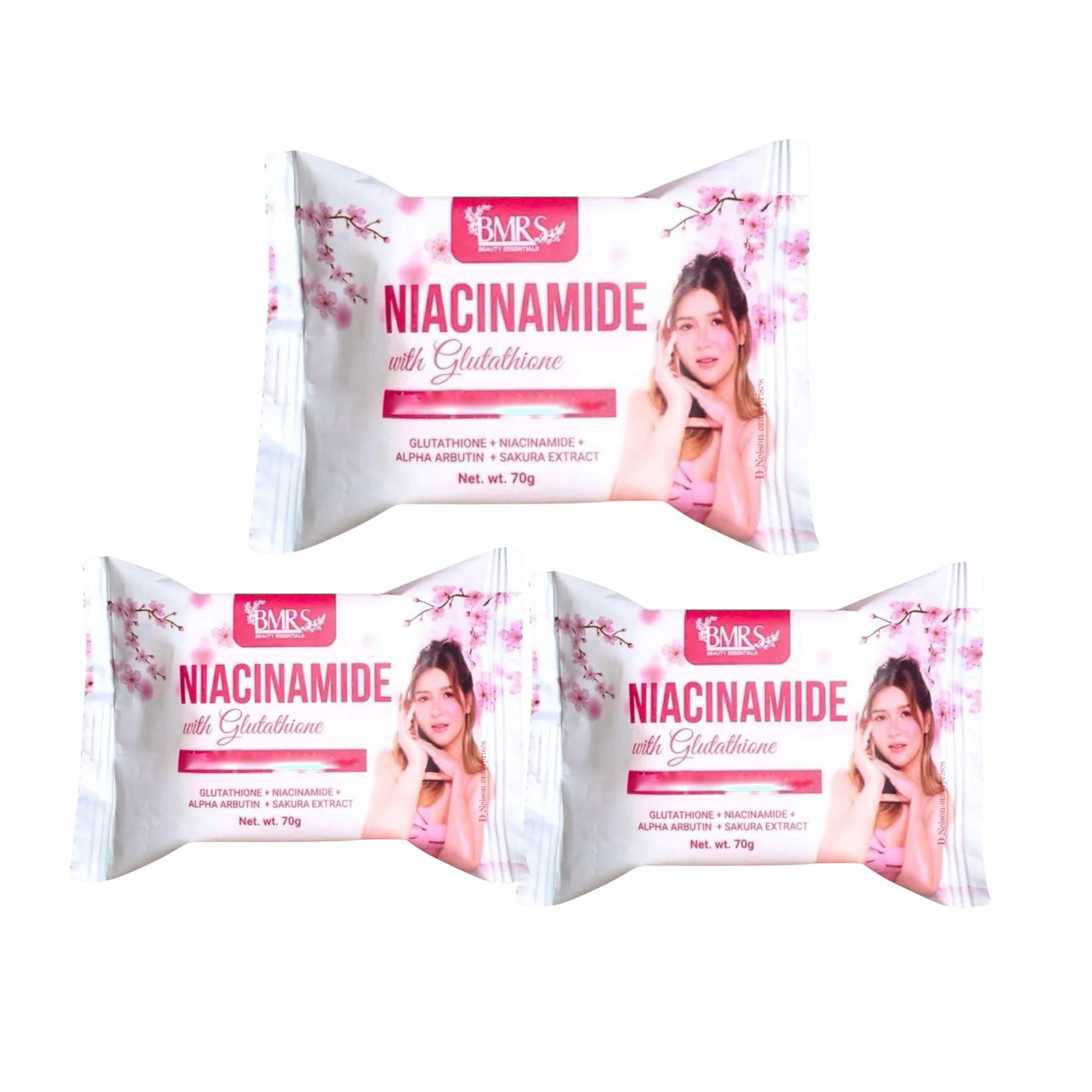 3 Bars BMRS Niacinamide with Glutathione Premium Brightening Soap, 70g each