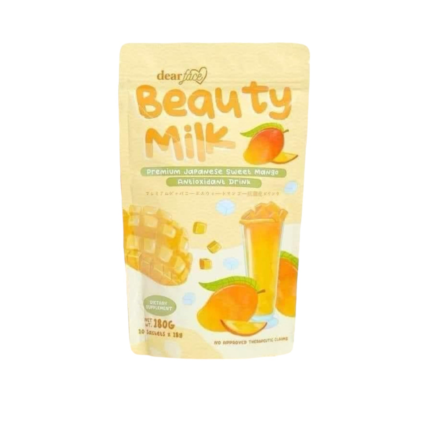 Dear Face Beauty Milk Premium Japanese Sweet Mango Antioxidant Drink, 10 Sachets