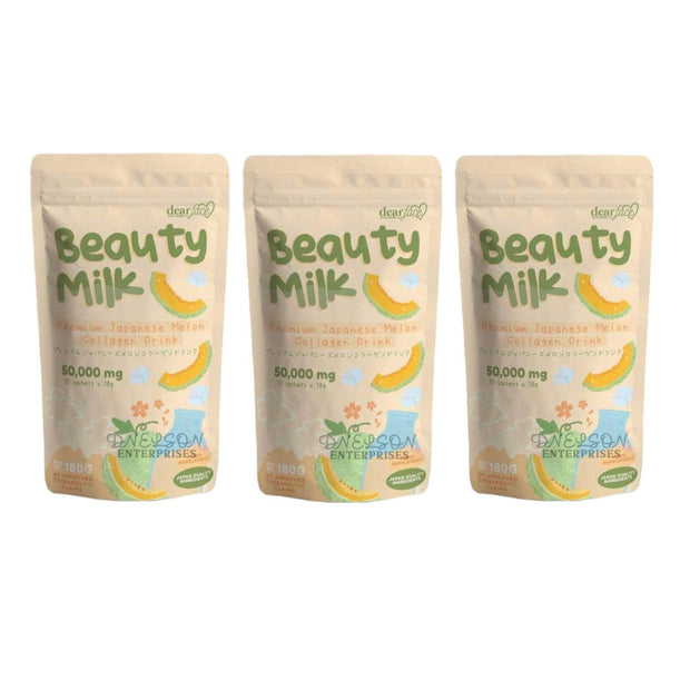3 Packs Dear Face Beauty Milk Premium Japanese Melon Drink Hydrolyzed Collagen