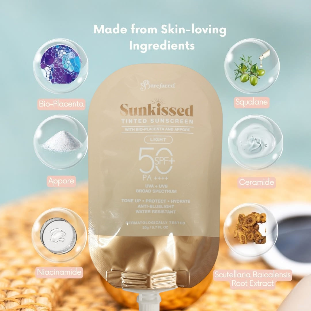 Barefaced Sunkissed Trial Pouch LIGHT Tinted Sunscreen SPF 50 PA++++ - 20g