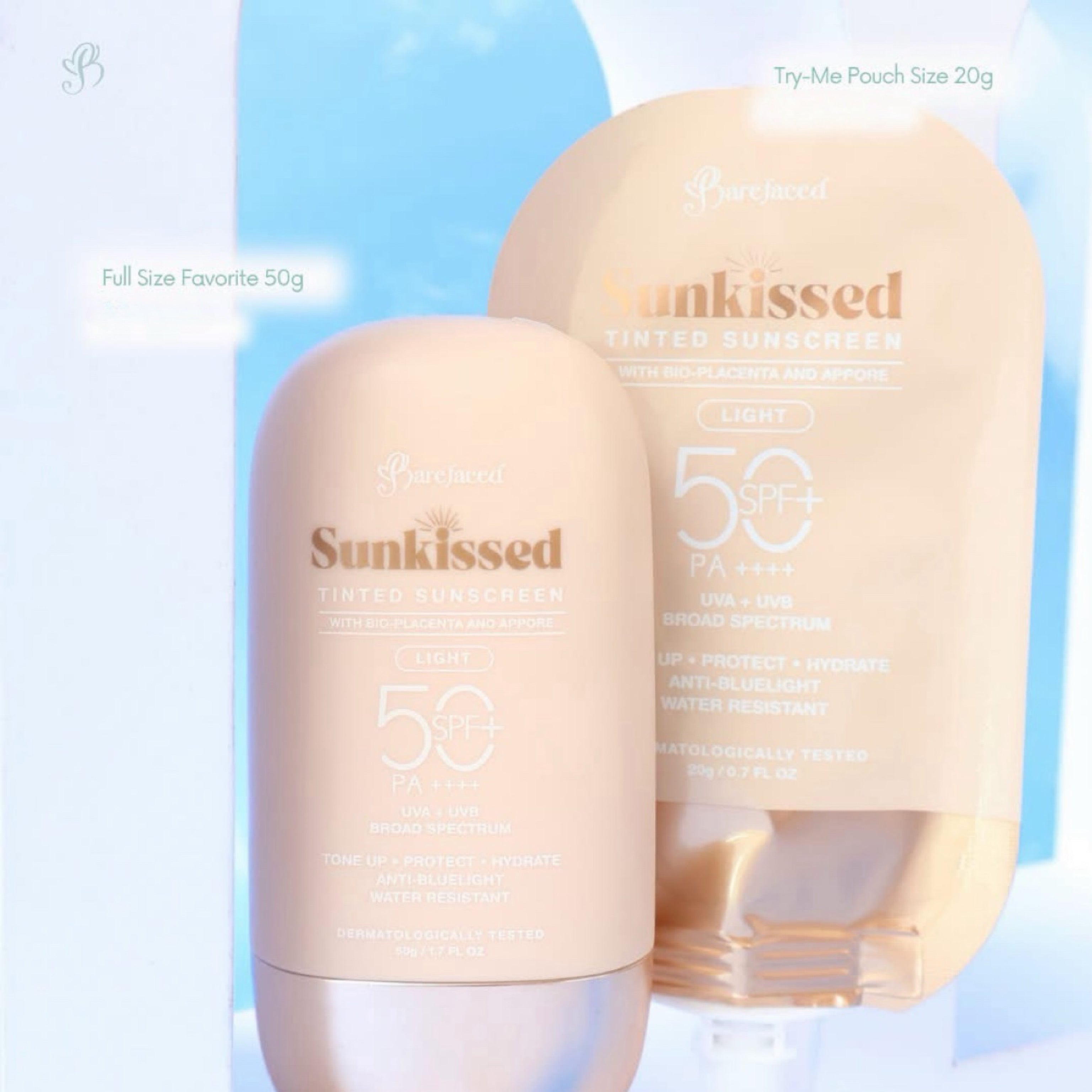 Barefaced Sunkissed Trial Pouch LIGHT Tinted Sunscreen SPF 50 PA++++ - 20g