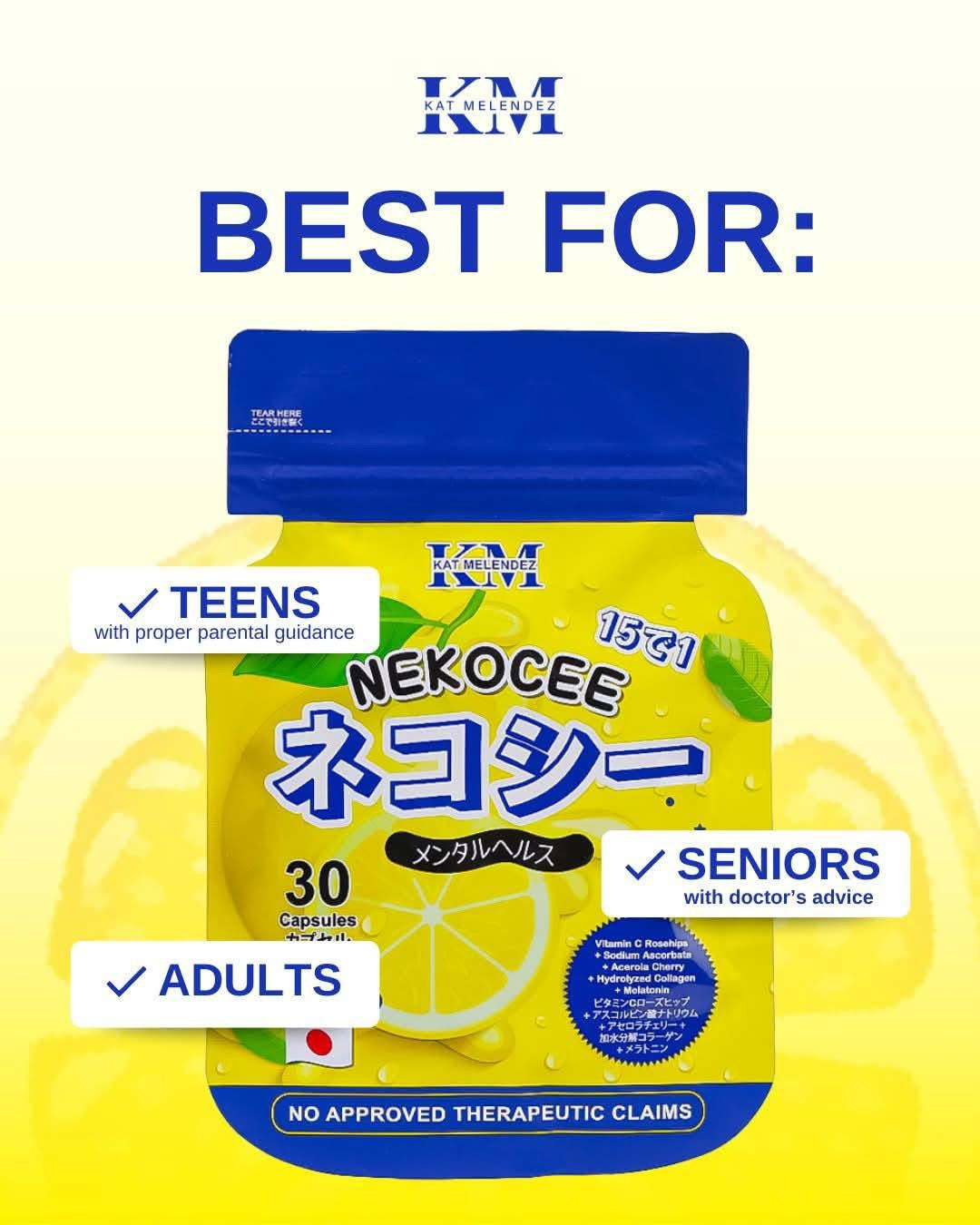 NEKOCEE 15 in 1 By Kat Melendez 15 in 1 Rosy Glow, 30 Capsules