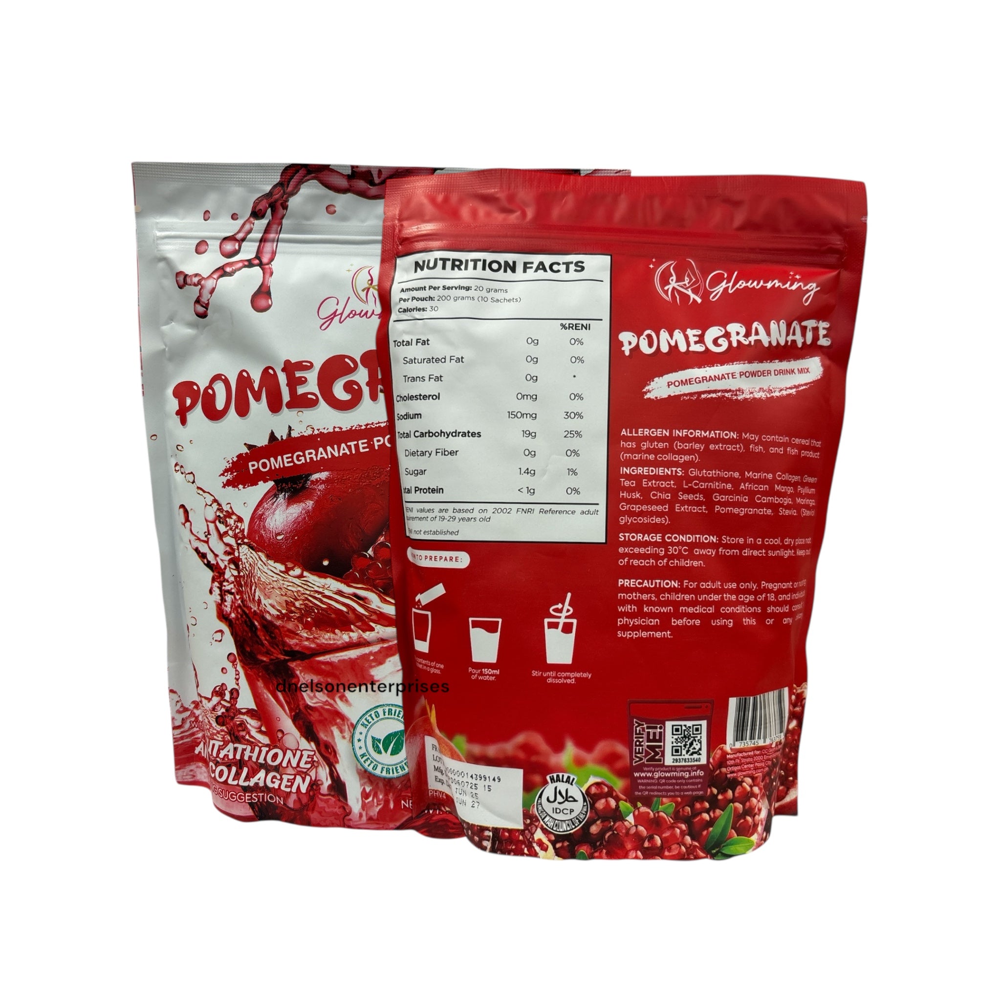 Cris Cosmetics Premium Pomegranate Powder Juice Mix, 10 Sachets