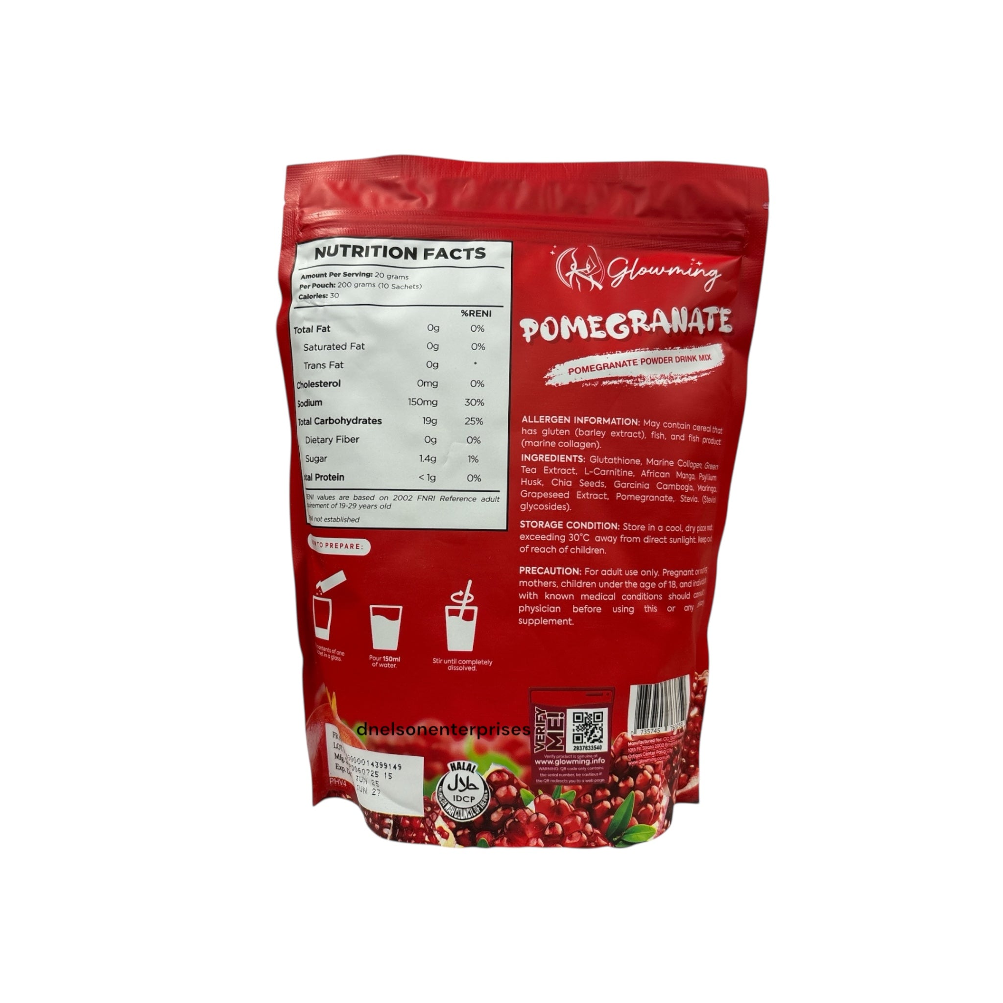 Cris Cosmetics Premium Pomegranate Powder Juice Mix, 10 Sachets