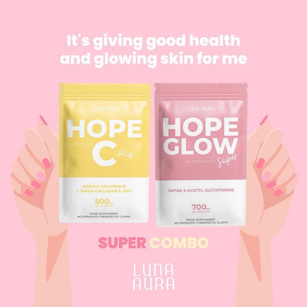 Glowing Skin Super Combo: Luna Aura HOPE GLOW Super 700mg & HOPE C