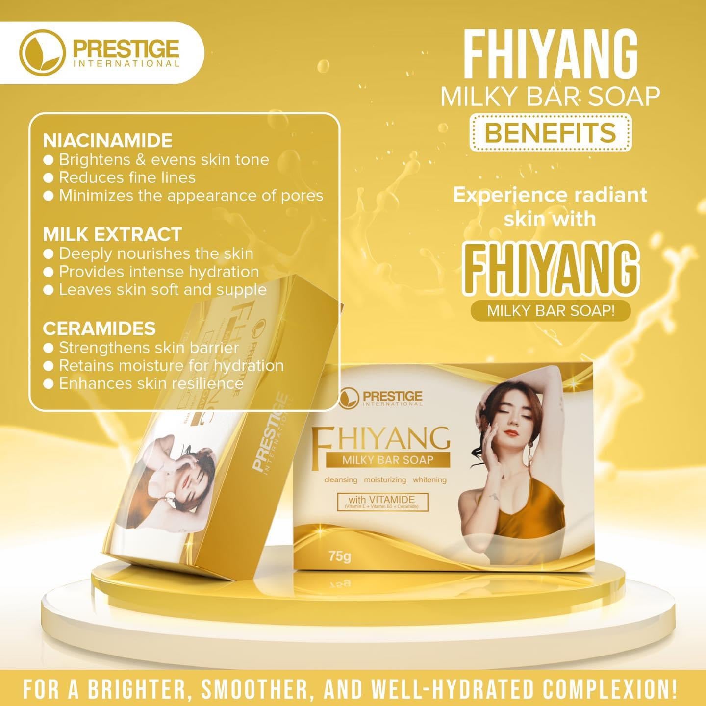 2 Bars Prestige International FHIYANG Milky Bar Soap (75g)