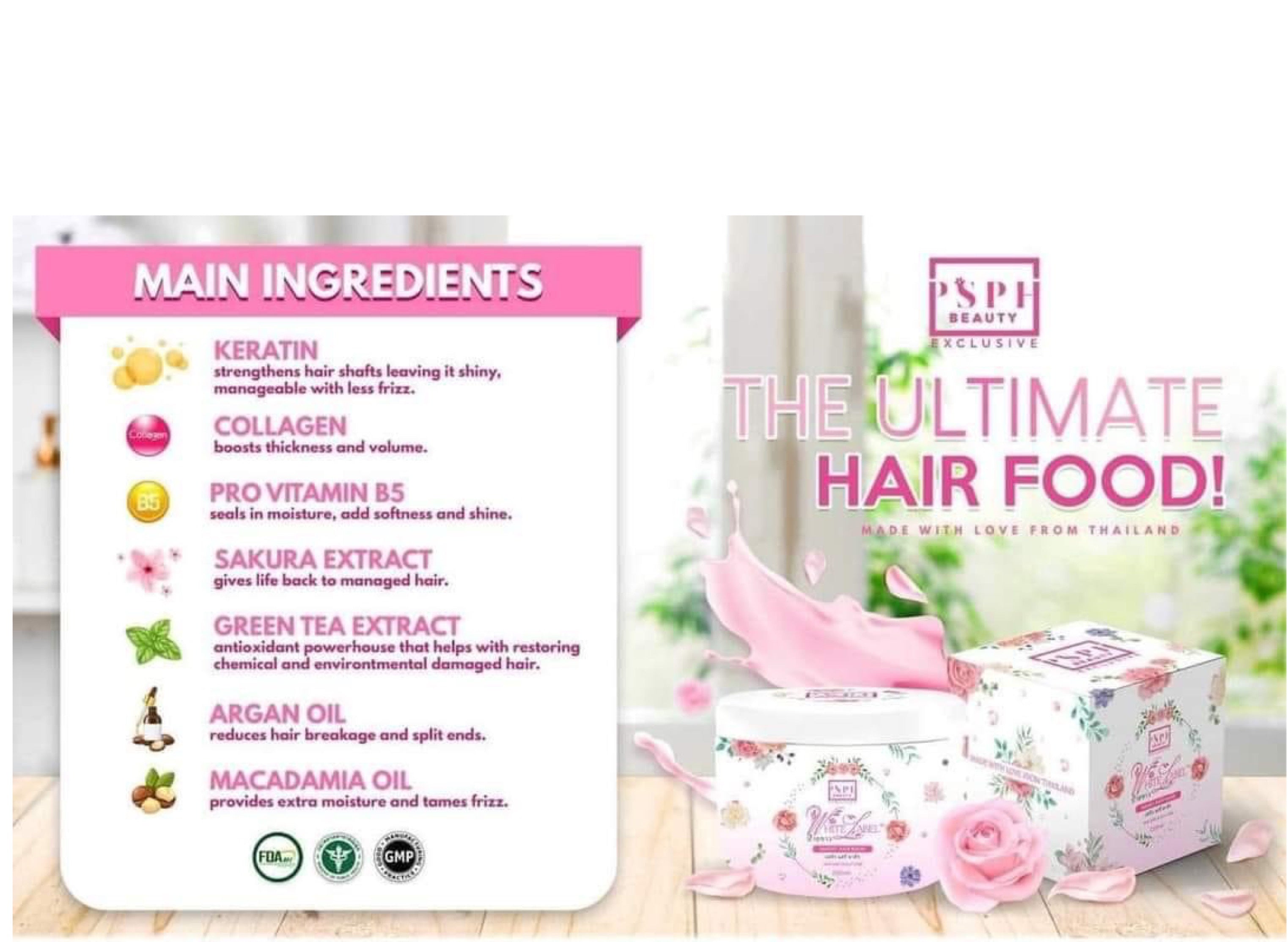 10 PSPH Beauty White Label Hair Mask Ultimate Hair Food & Mousse Shampoo