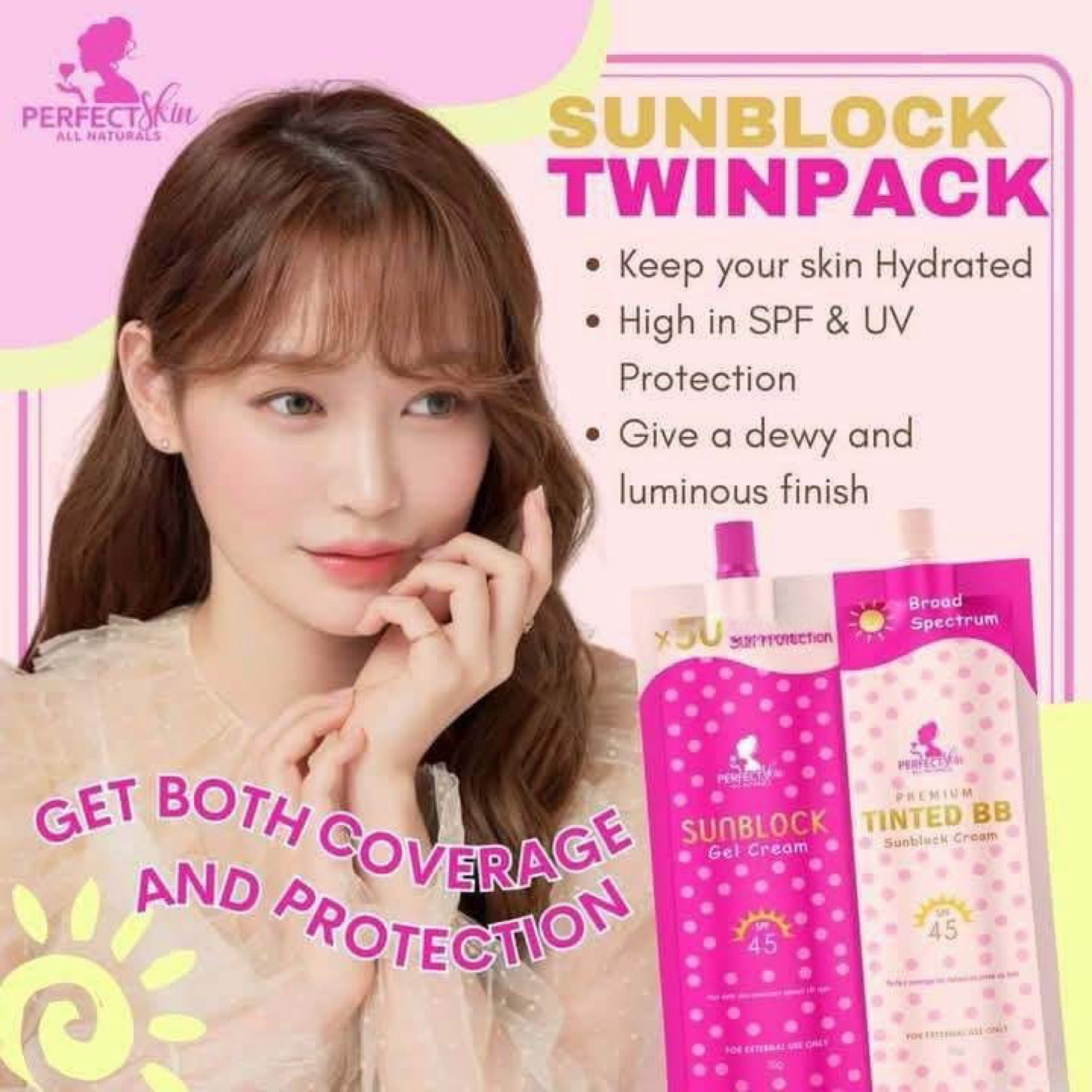 Perfect Skin Sunblock Gel Cream & Premium Tinted BB Sunblock Cream Twinpack