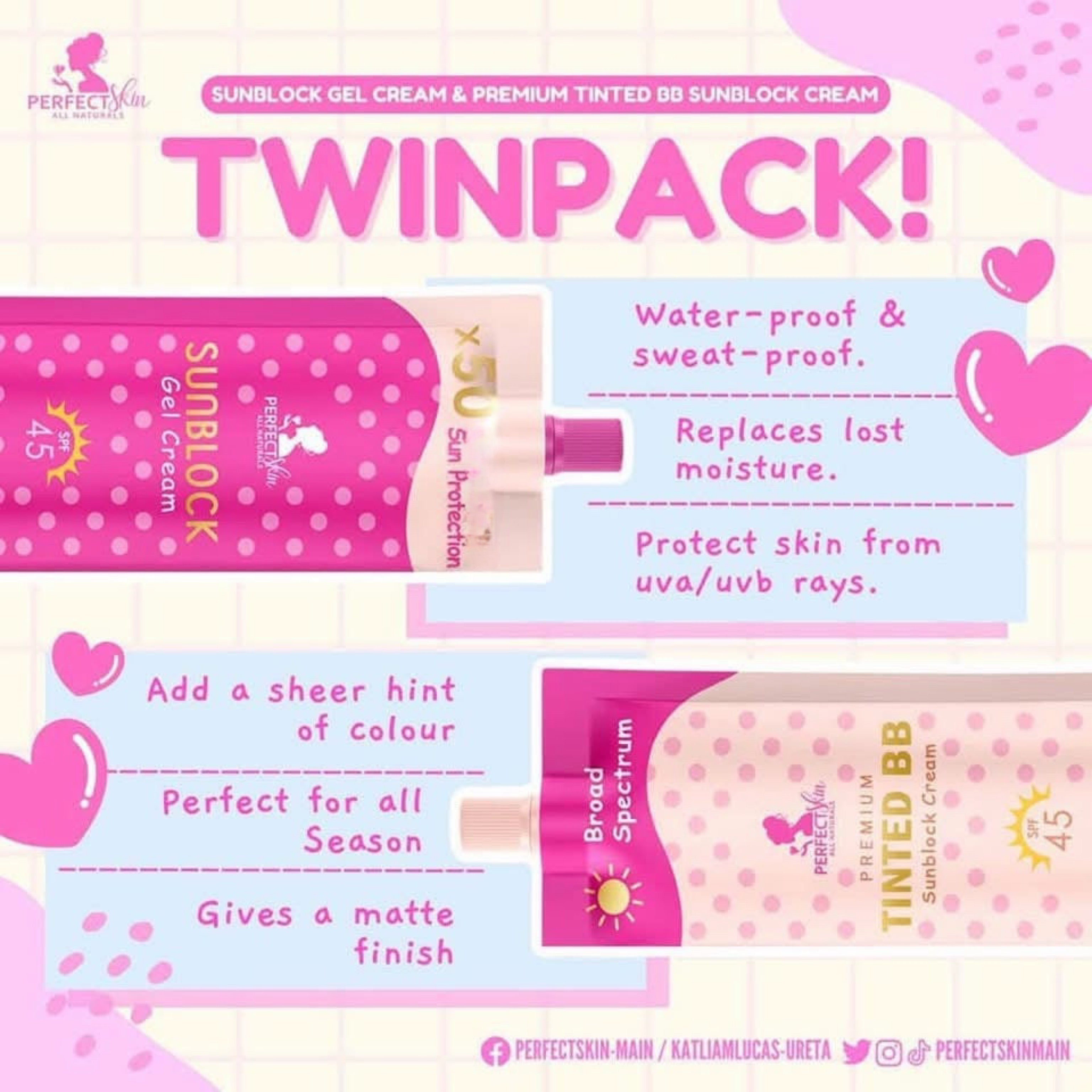 Perfect Skin Sunblock Gel Cream & Premium Tinted BB Sunblock Cream Twinpack