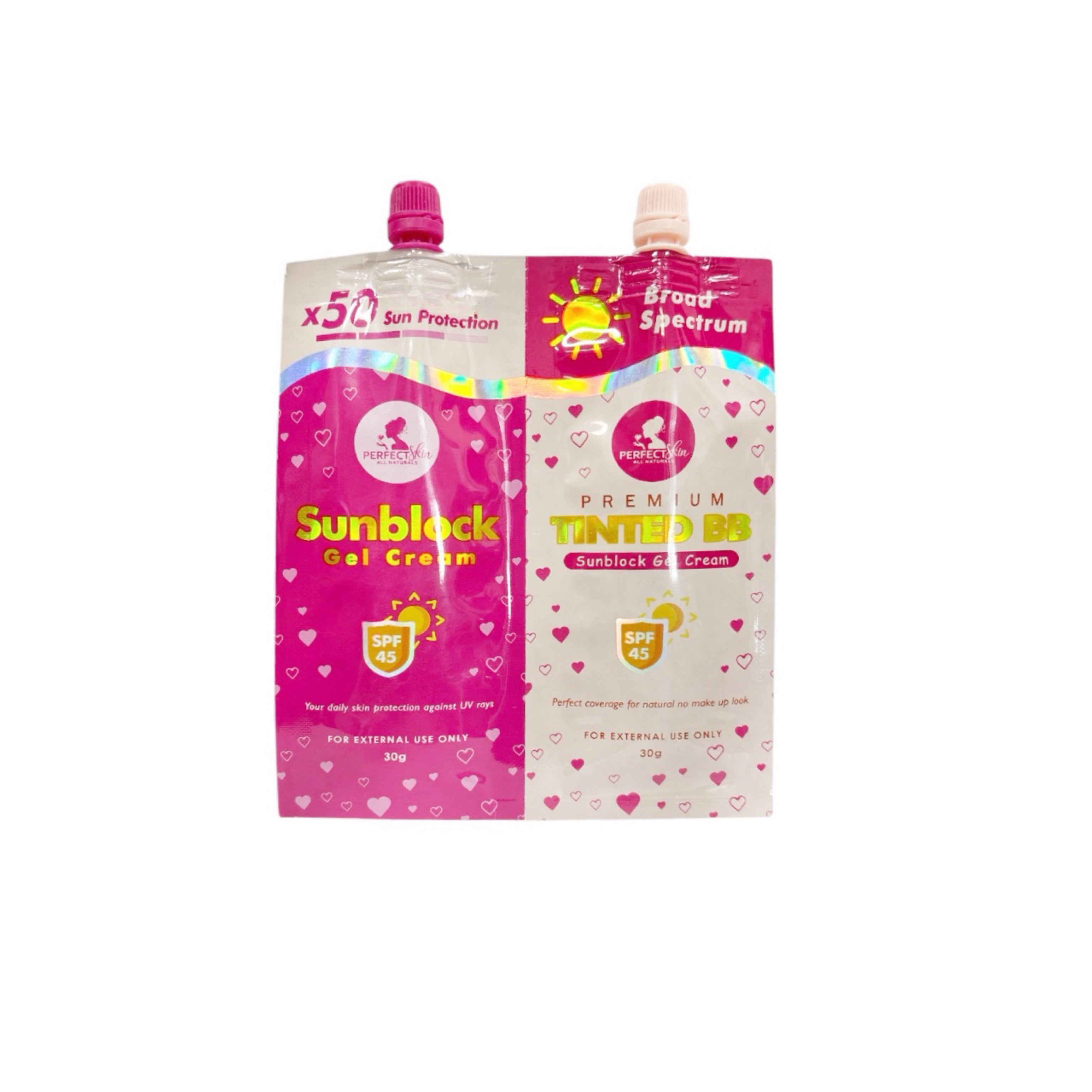 Perfect Skin Sunblock Gel Cream & Premium Tinted BB Sunblock Cream Twinpack